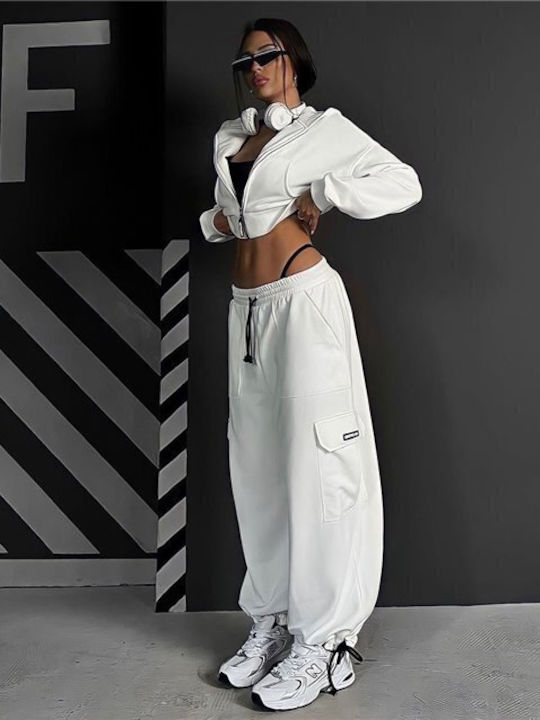 Chica Damen-Sweatpants-Set λευκό