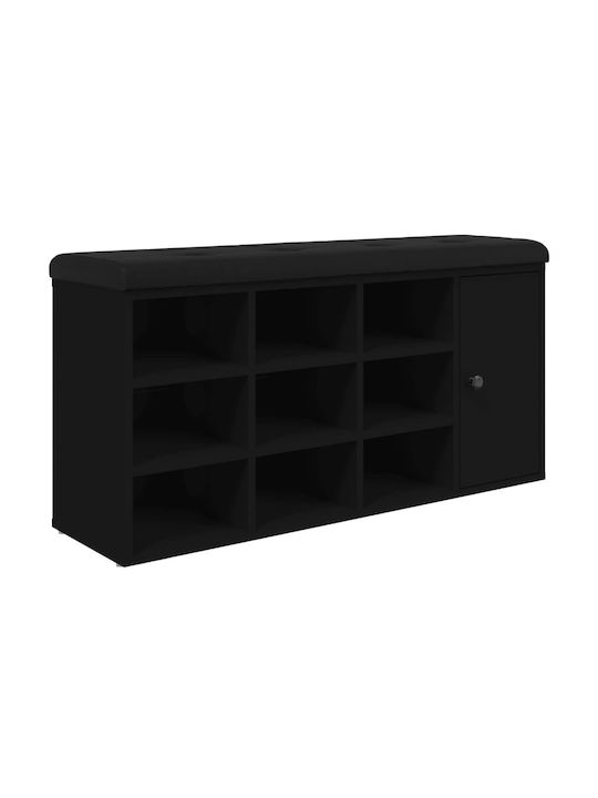 Entry Furniture with Shoe Rack & Bench Black Velvet-Black Metal 102x32x50cm