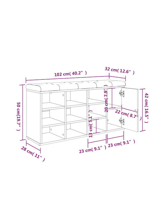 Entry Furniture with Shoe Rack & Bench Black Velvet-Black Metal 102x32x50cm