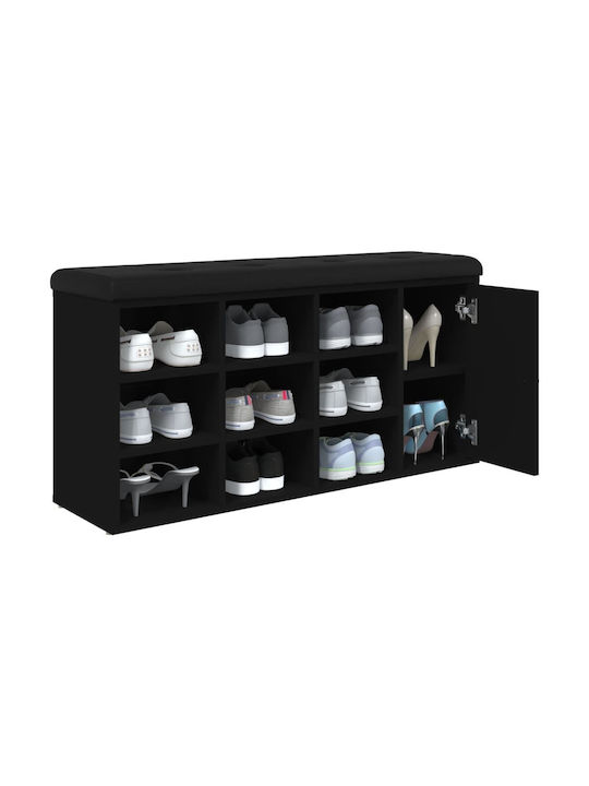 Entry Furniture with Shoe Rack & Bench Black Velvet-Black Metal 102x32x50cm