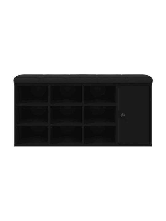 Entry Furniture with Shoe Rack & Bench Black Velvet-Black Metal 102x32x50cm