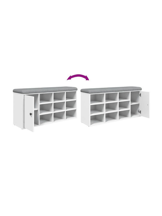 Mobilier de Intrare cu Dulap pentru Pantofi & Bancă Alb 102x32x50cm