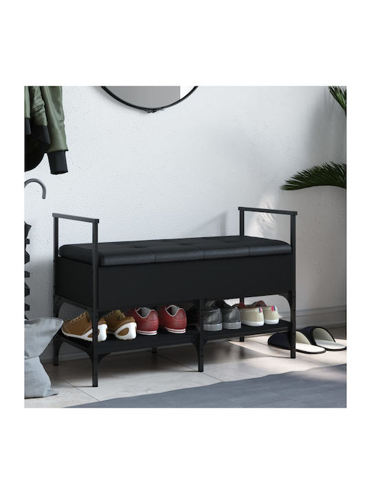 Entry Furniture with Shoe Rack & Bench Black 85.5x42x57.5cm