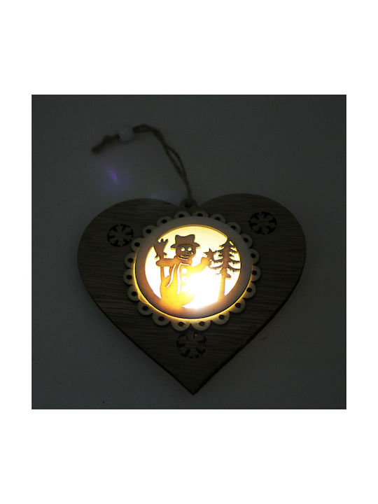 Christmas Heart Illuminated Ornament Brown 11x10cm