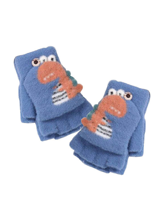 Kids Gloves Fingerless Light Blue