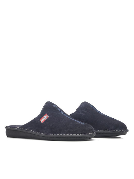 Adam's Shoes Men's Leather Slippers Blue