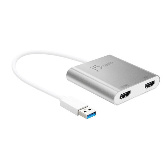 J5 Create JCA365 USB-A Docking Station με HDMI 4K και σύνδεση 2 Οθονών Γκρι