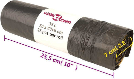 vidaXL Trash Bags Capacity 35lt with Drawstring 50x66cm 250pcs Black