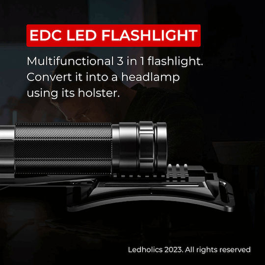 Ledholics Wiederaufladbar Taschenlampe LED IP43 mit maximaler Helligkeit 600lm