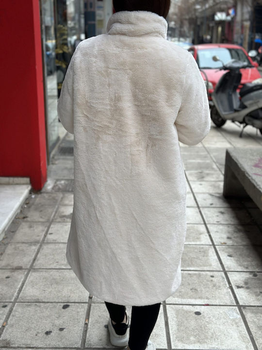 Μακριά Γυναικεία Γούνα Εκρού