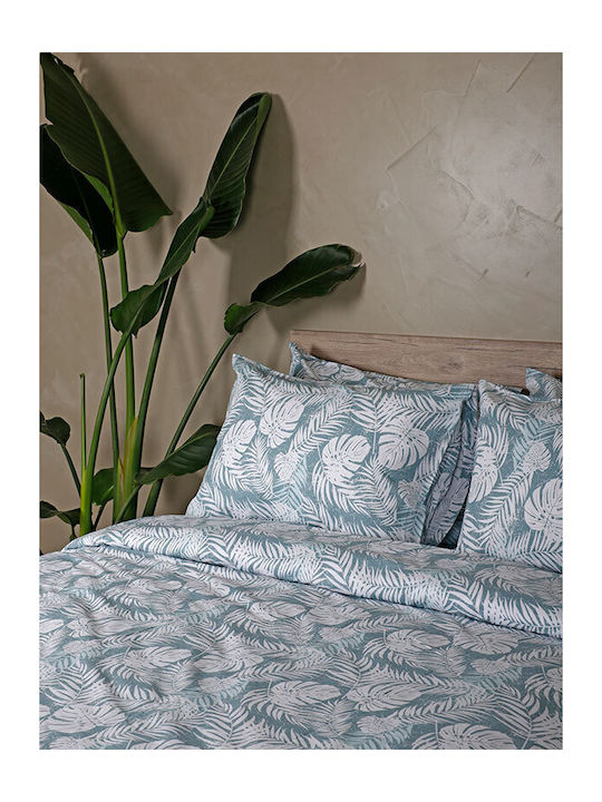 Sunshine Cotton Feelings 2038 Σετ Σεντόνια Διπλά με Λάστιχο 150x205+30εκ. Aqua (4τμχ)