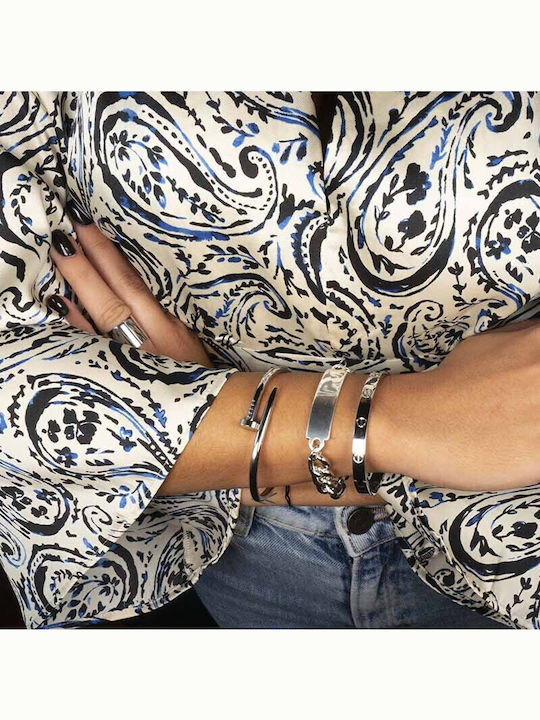 Theodora's Jewellery Βραχιόλι Χειροπέδα από Ατσάλι
