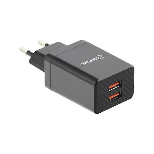 Tellur Ladegerät ohne Kabel mit 2 USB-A Anschlüsse Schwarzs (Basic HC204)