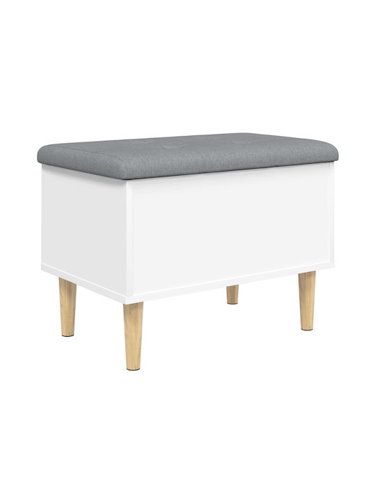 Stool For Living Room With Storage Space Wooden White 62x42x46cm