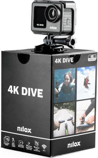 Nilox Action Cam 4K Dive 128GB Action Camera 4K Ultra HD Underwater with Touch Screen 2" and Wi-Fi Black
