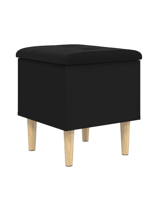 Stool For Living Room With Storage Space Wooden Black Velvet-Black Metal 42x42x46cm