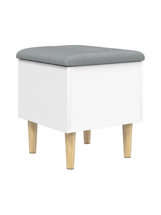 Stool For Living Room With Storage Space Wooden White 42x42x46cm