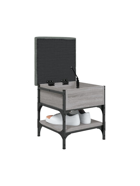 Stool For Living Room With Storage Space Metallic Gray 42x42x45cm