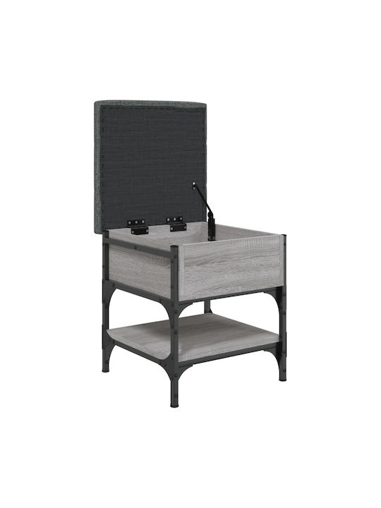 Stool For Living Room With Storage Space Metallic Gray 42x42x45cm