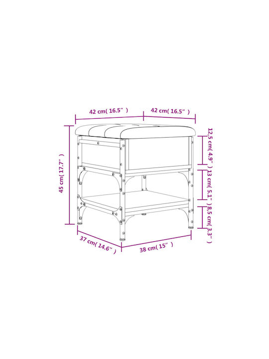 Stool For Living Room With Storage Space Metallic Gray 42x42x45cm
