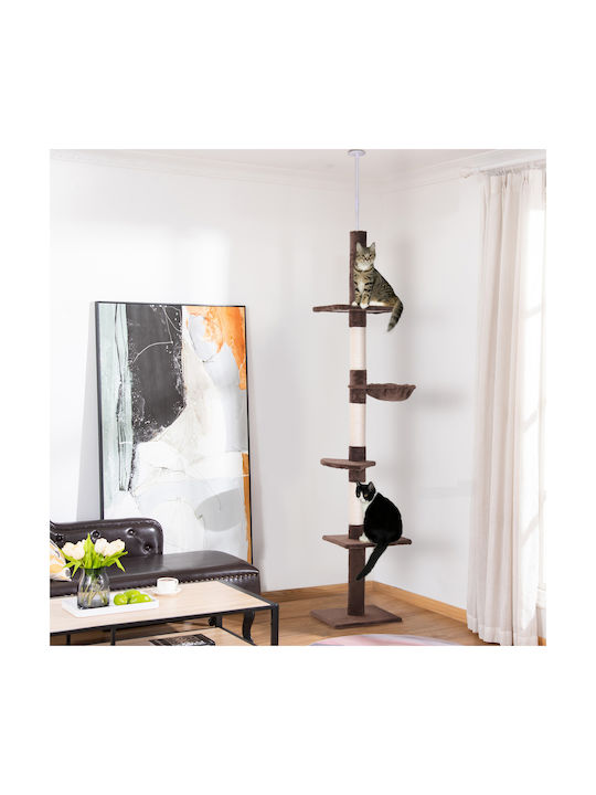 Pawhut Scratching Post Cat Trees Brown Ceiling 40x34x260cm