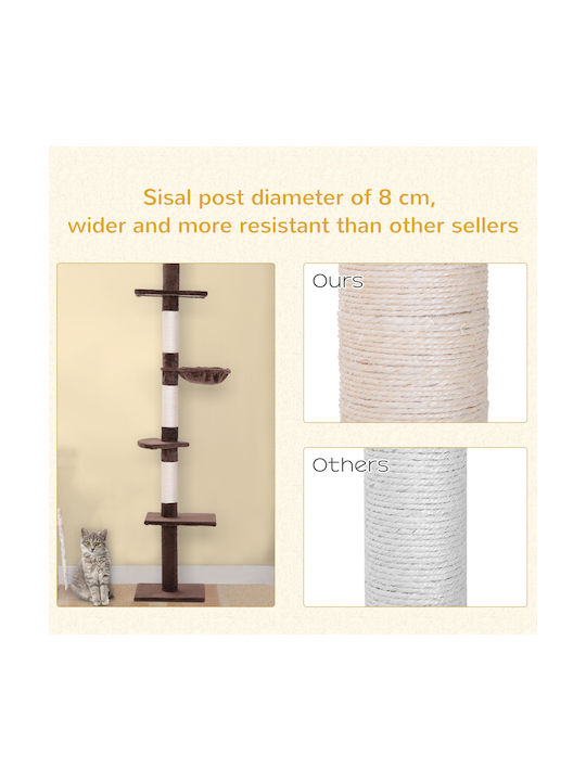 Pawhut Scratching Post Cat Trees Brown Ceiling 40x34x260cm