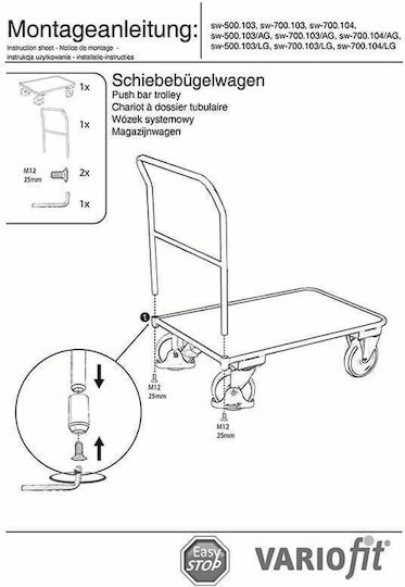 Variofit Platform Trolley for Weight Load up to 400kg Gray