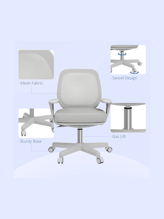 Reclining Office Chair with Fixed Arms Gray Vinsetto