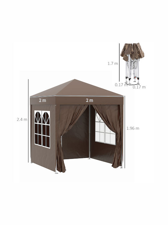 Outsunny Πτυσσόμενο Κιόσκι Κήπου Καφέ 2x2m