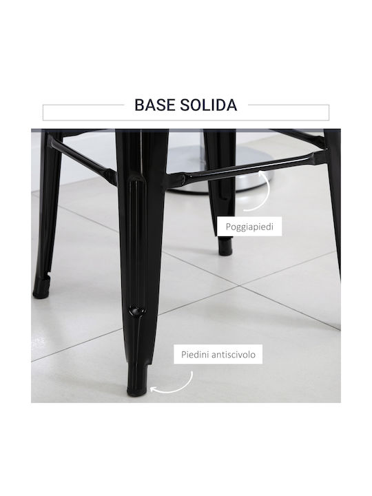 Stool Bar Metallic Black 4pcs 43x43x76cm