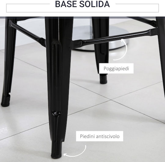 Hocker Bar Metall Black 4Stück 43x43x76cm