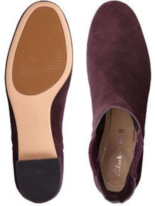 Orabella Suede Γυναικεία Μποτάκια Αστραγάλου Μπορντό