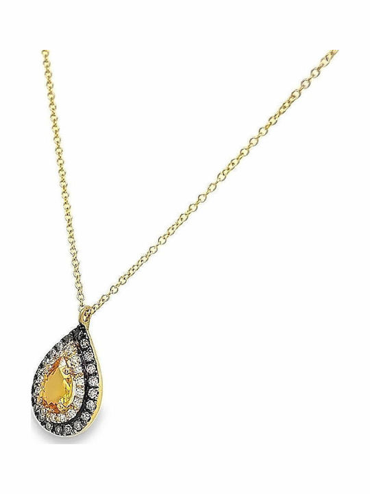 Xryseio Necklace with design Tear from Gold 18k with Diamond