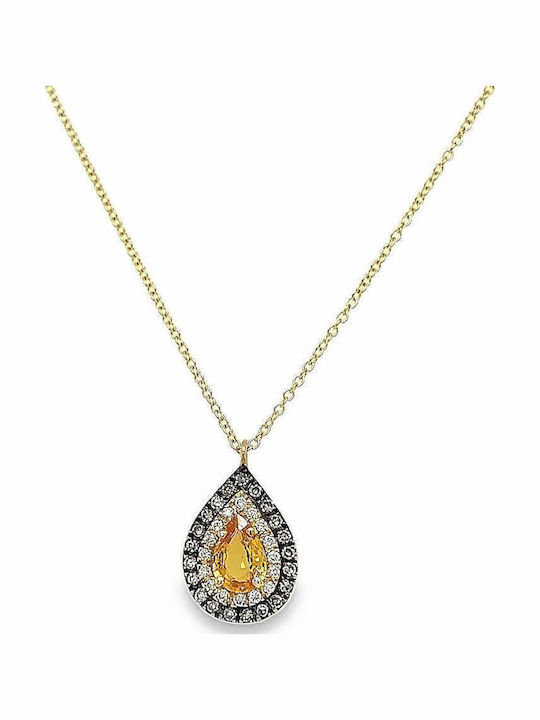 Xryseio Necklace with design Tear from Gold 18k with Diamond