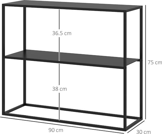 Console Table Wood & Metal Black Velvet-Black Metal L90xW30xH75cm