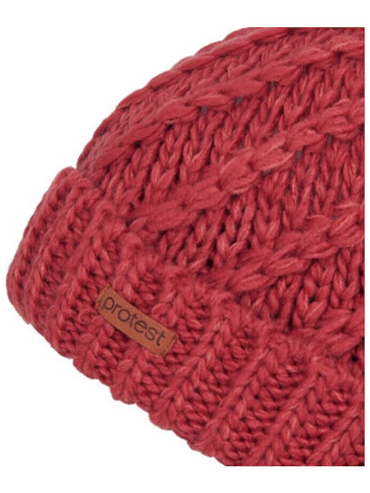 Protest Pom Pom Beanie Γυναικείος Fleece Σκούφος Πλεκτός σε Κόκκινο χρώμα