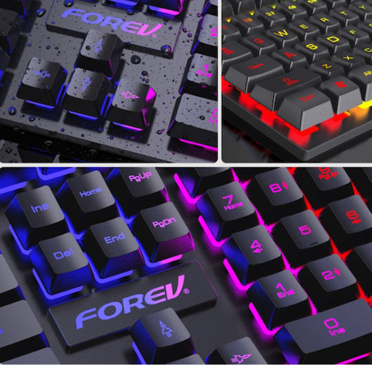 Forev FV-Q809 Комплект Гейминг Клавиатура с RGB подсветка & Мишка (Английски US) + Mouse Pad + Headset Four-Piece Set