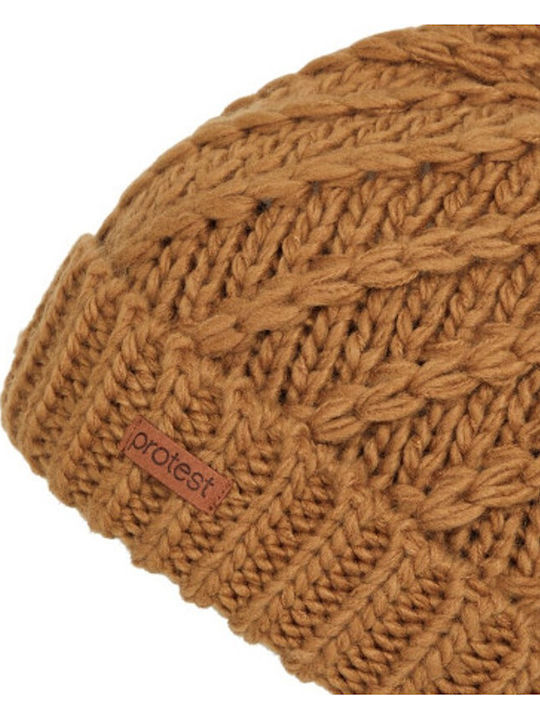 Pom Pom Beanie Γυναικείος Fleece Σκούφος Πλεκτός σε Καφέ χρώμα