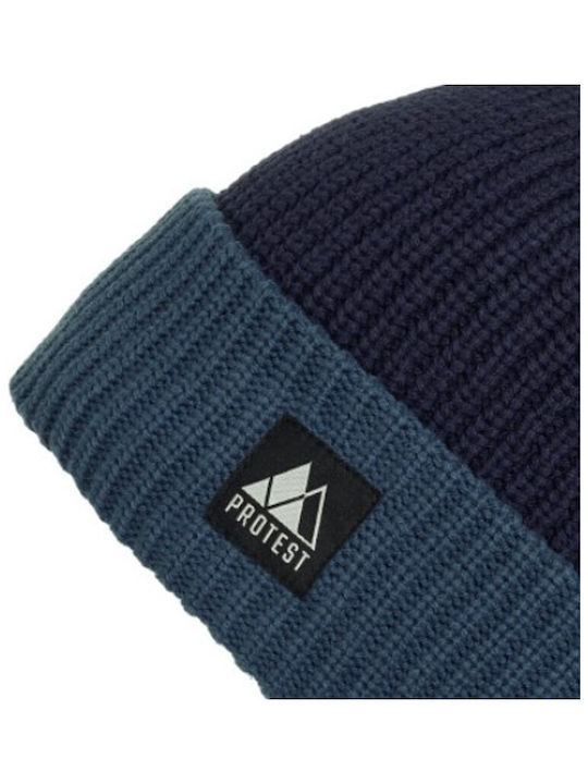 Protest Beanie Unisex Beanie Knitted in Navy Blue color