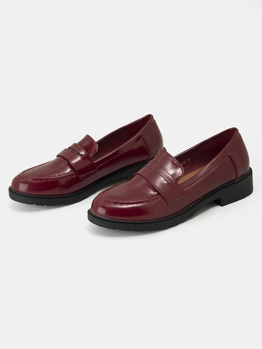 Bozikis Patent Leather Women's Loafers in Burgundy Color