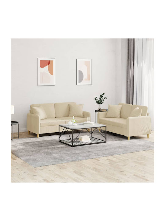 Living Room Furniture Set 3-Seater & 2-Seater Beige