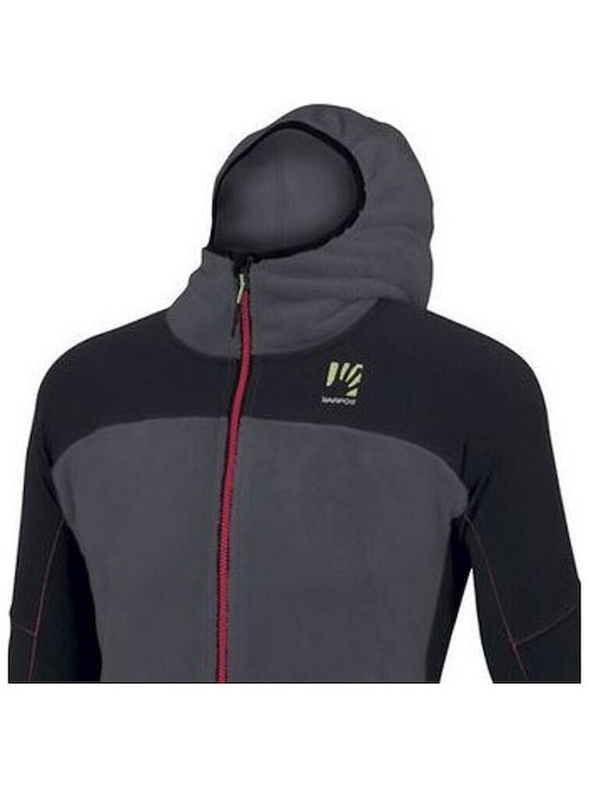 Karpos Outdoor Ανδρική Ζακέτα Fleece με Φερμουάρ και Κουκούλα Dark Grey