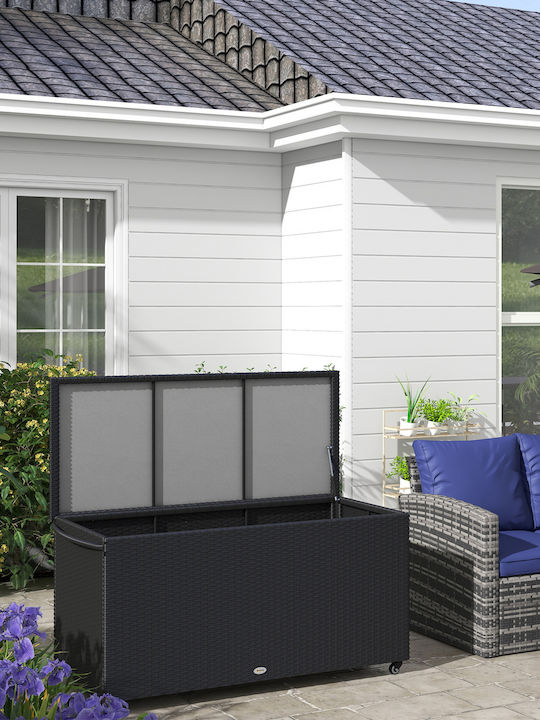 Outsunny Μπαούλο Αποθήκευσης Εξωτερικού Χώρου Rattan 330lt Μαύρο Μ121xΠ57xΥ67εκ.