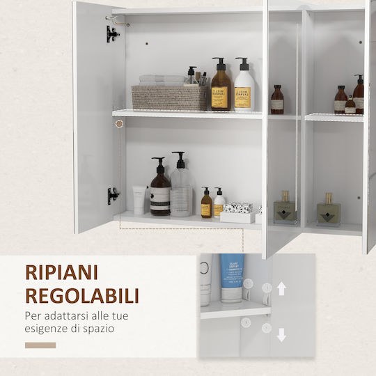 Kleankin Bathroom Mirror Led made of MDF with Shelf 90x15cm White