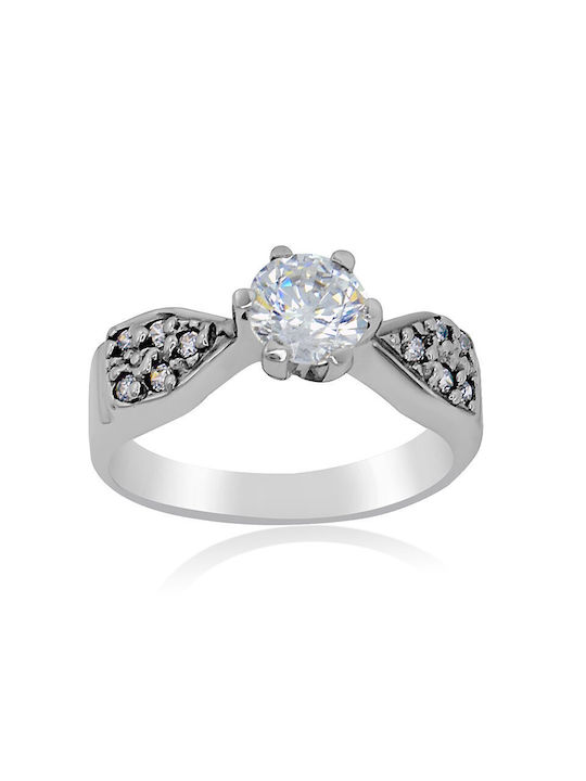 Antwnakakis Single Stone from White Gold 14K