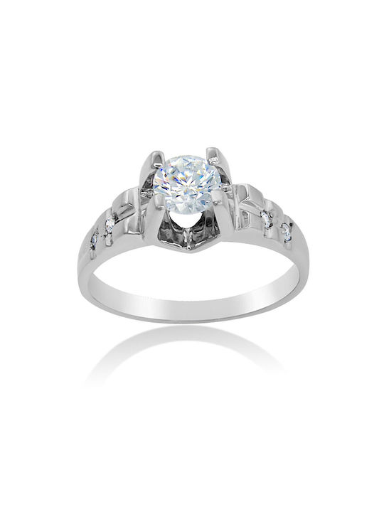 Antwnakakis Single Stone from White Gold 14K