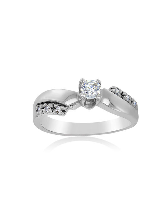 Antwnakakis Single Stone from White Gold 14K