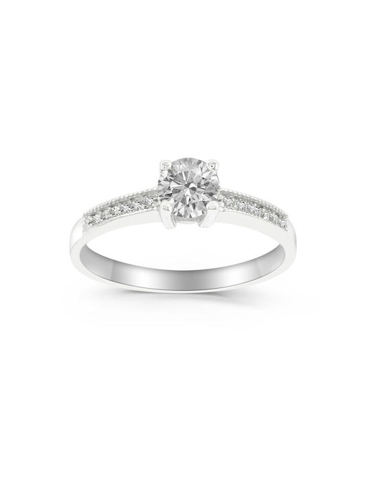 Antwnakakis Single Stone from White Gold 14K