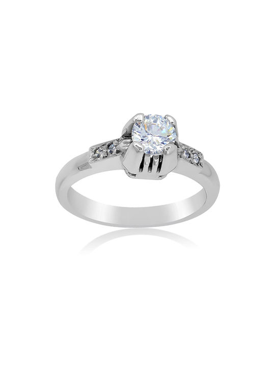 Antwnakakis Single Stone from White Gold 14K