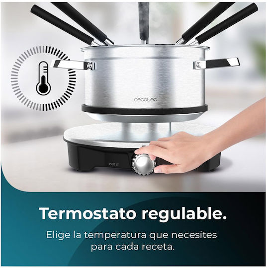 Cecotec Fun Electric Stainless Steel Fondue Pot Silver 1500 WW 17x17x17cm